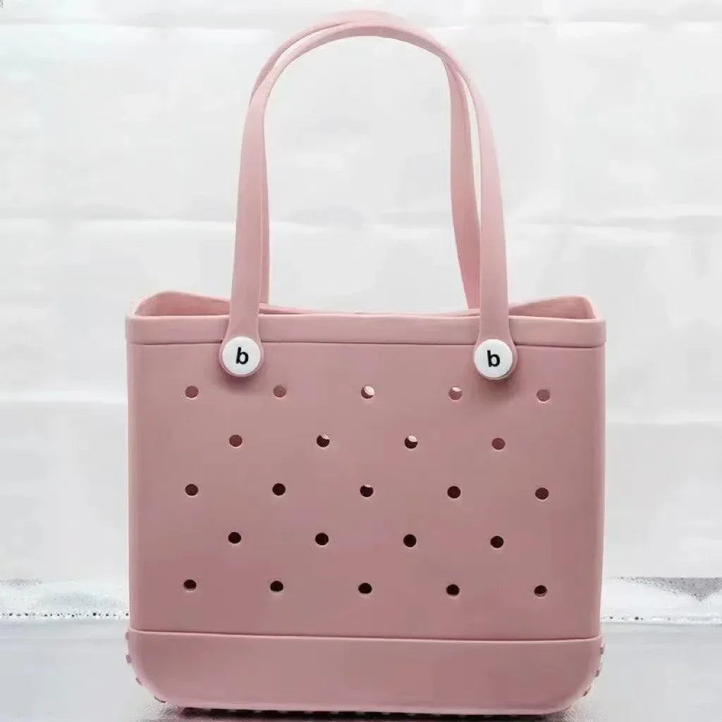 Large Eva Beach Tote Bag Fashion Mommy Diaper Storage Baskets Summer Rubber Tote Solid Color Jelly Beach Bags Sundries Organizer