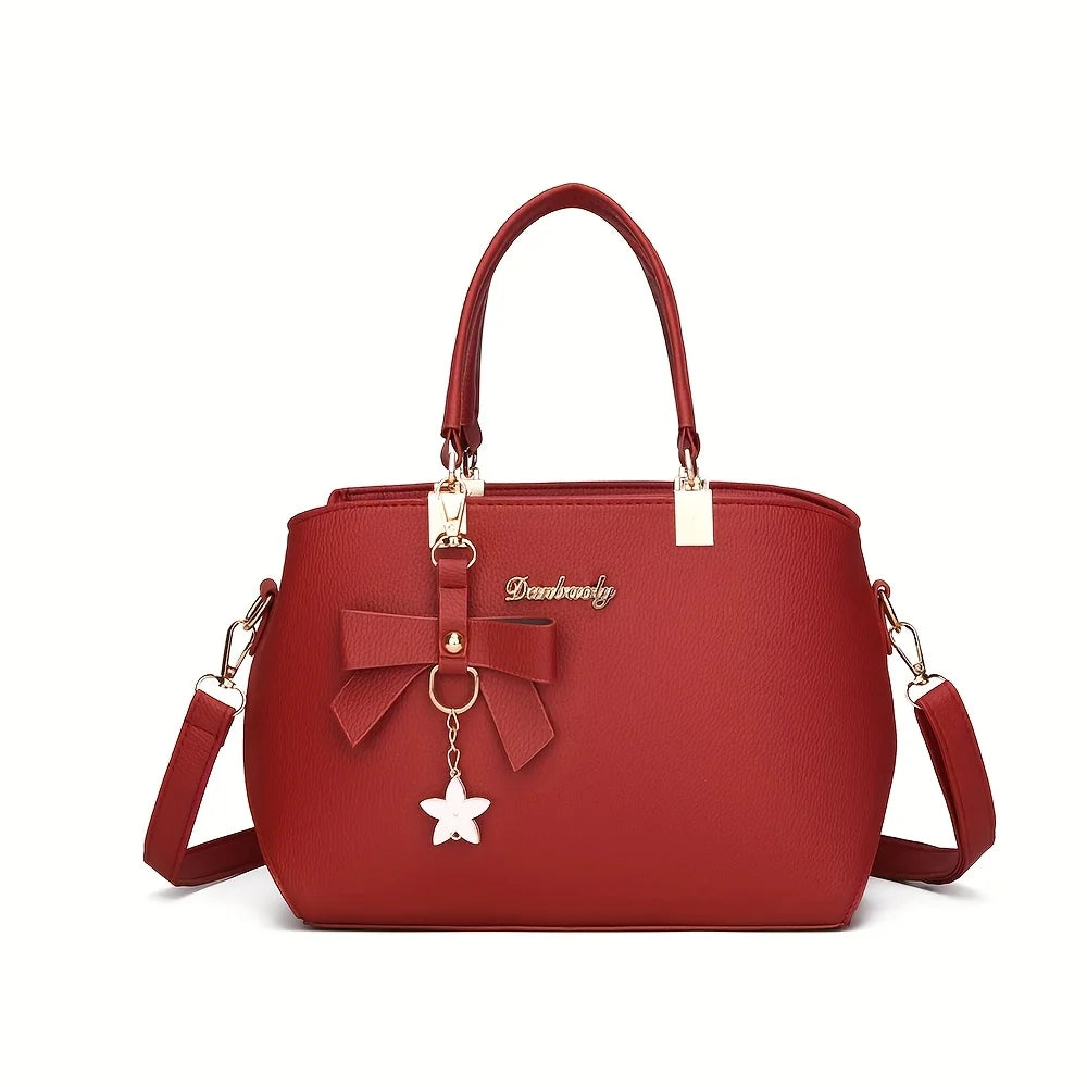 Elegant Shoulder Bag with Bowknot Decoration, Multiple Compartments, Fashion Handbag, Suitable for Work, Party, and Daily Use