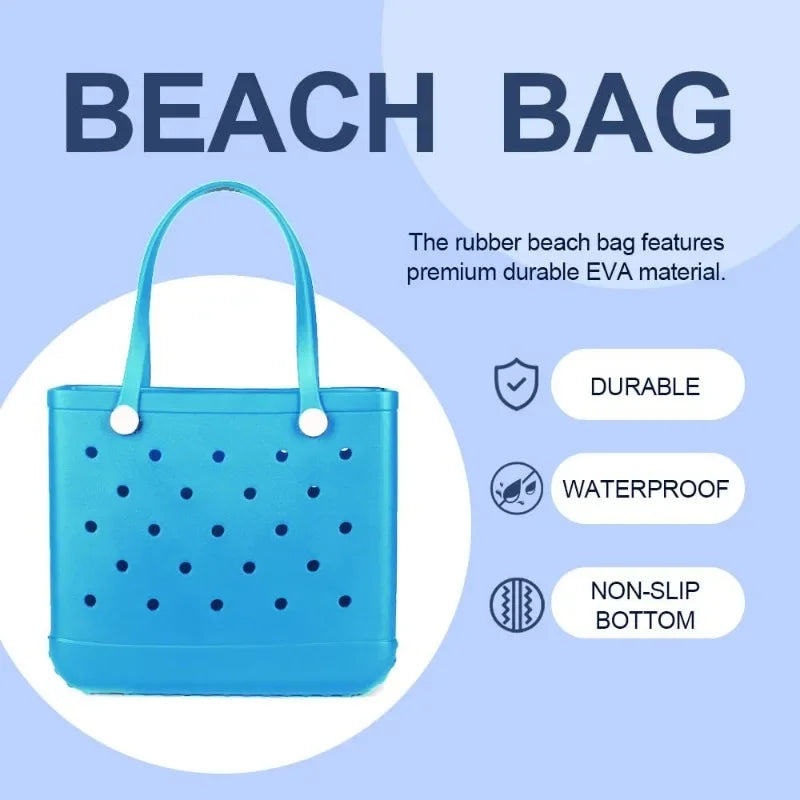 Large Eva Beach Tote Bag Fashion Mommy Diaper Storage Baskets Summer Rubber Tote Solid Color Jelly Beach Bags Sundries Organizer