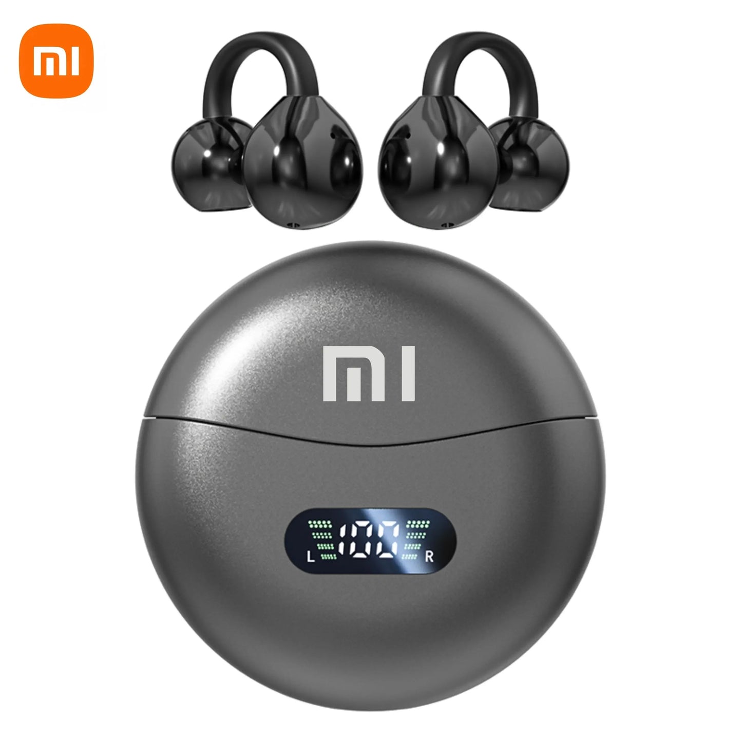 Origin Xiaomi Bone Conduction Earphones Bluetooth 5.4 Earbuds Clip on Ear Comfortable Headphones Sport Digital Display Headsets