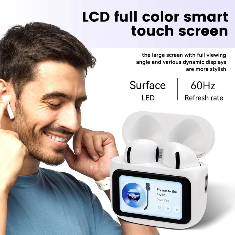 W12 ANC Noise Cancelling Earbuds Wireless Bluetooth Earbuds TWS Touch Screen Mini Earphones