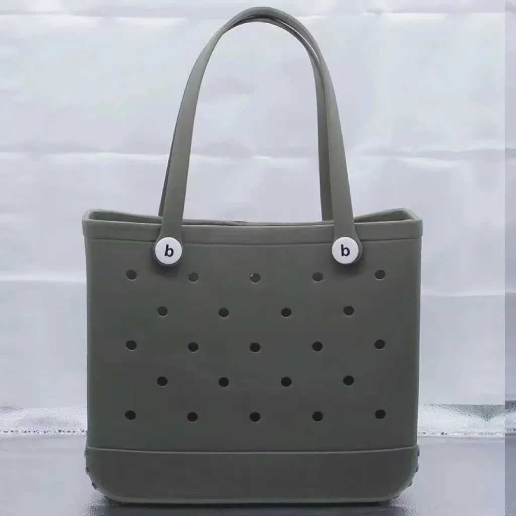 Large Eva Beach Tote Bag Fashion Mommy Diaper Storage Baskets Summer Rubber Tote Solid Color Jelly Beach Bags Sundries Organizer