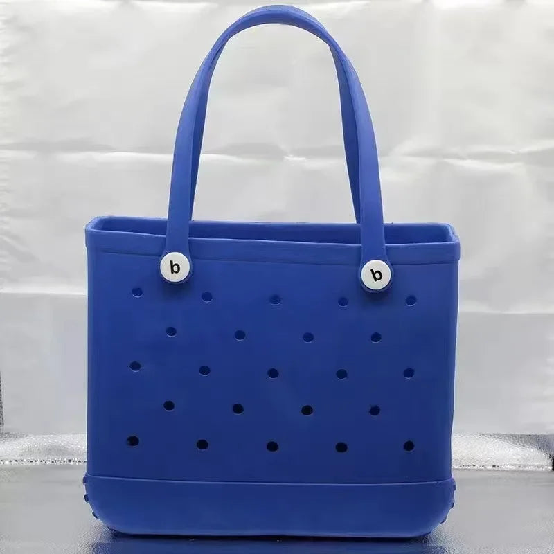 Large Eva Beach Tote Bag Fashion Mommy Diaper Storage Baskets Summer Rubber Tote Solid Color Jelly Beach Bags Sundries Organizer
