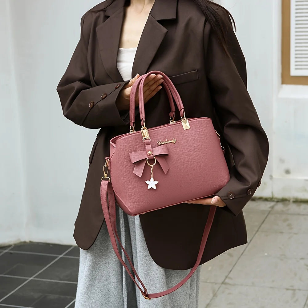 Elegant Shoulder Bag with Bowknot Decoration, Multiple Compartments, Fashion Handbag, Suitable for Work, Party, and Daily Use