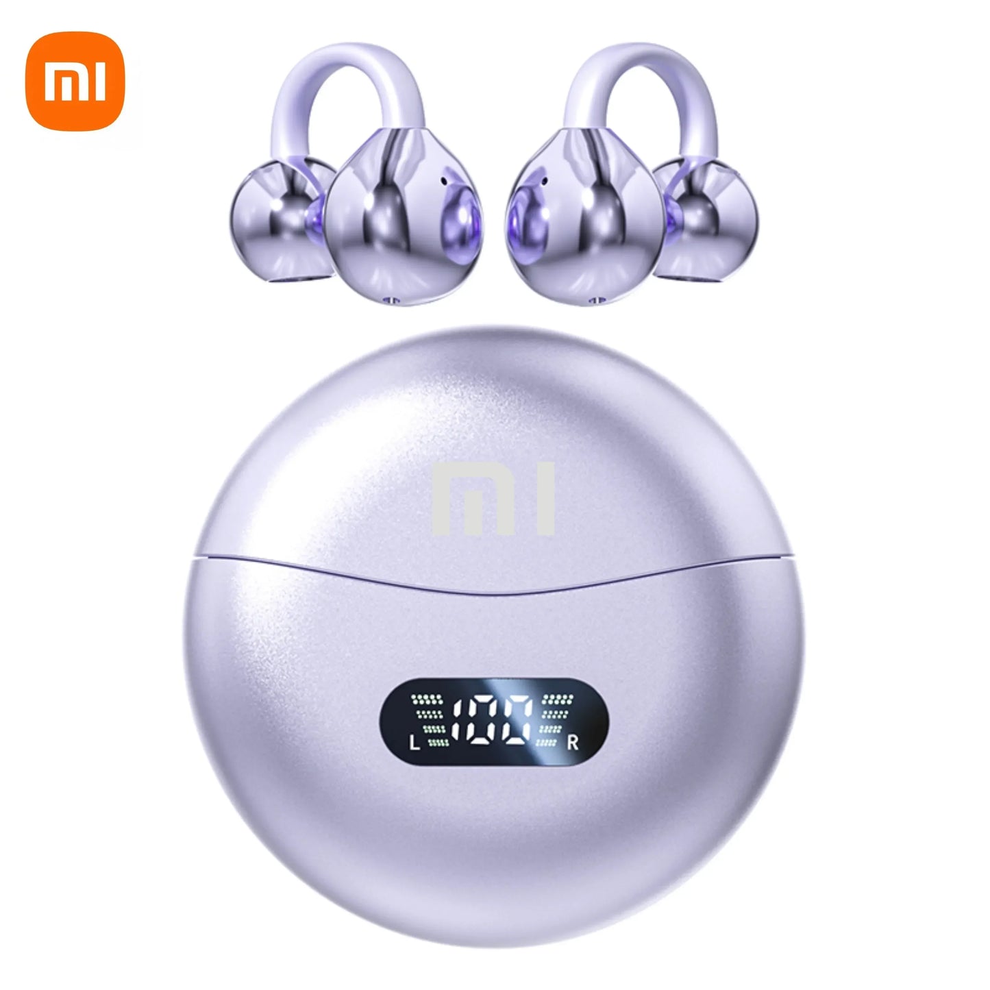 Origin Xiaomi Bone Conduction Earphones Bluetooth 5.4 Earbuds Clip on Ear Comfortable Headphones Sport Digital Display Headsets