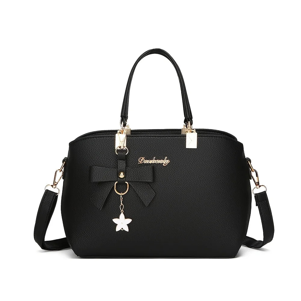 Elegant Shoulder Bag with Bowknot Decoration, Multiple Compartments, Fashion Handbag, Suitable for Work, Party, and Daily Use