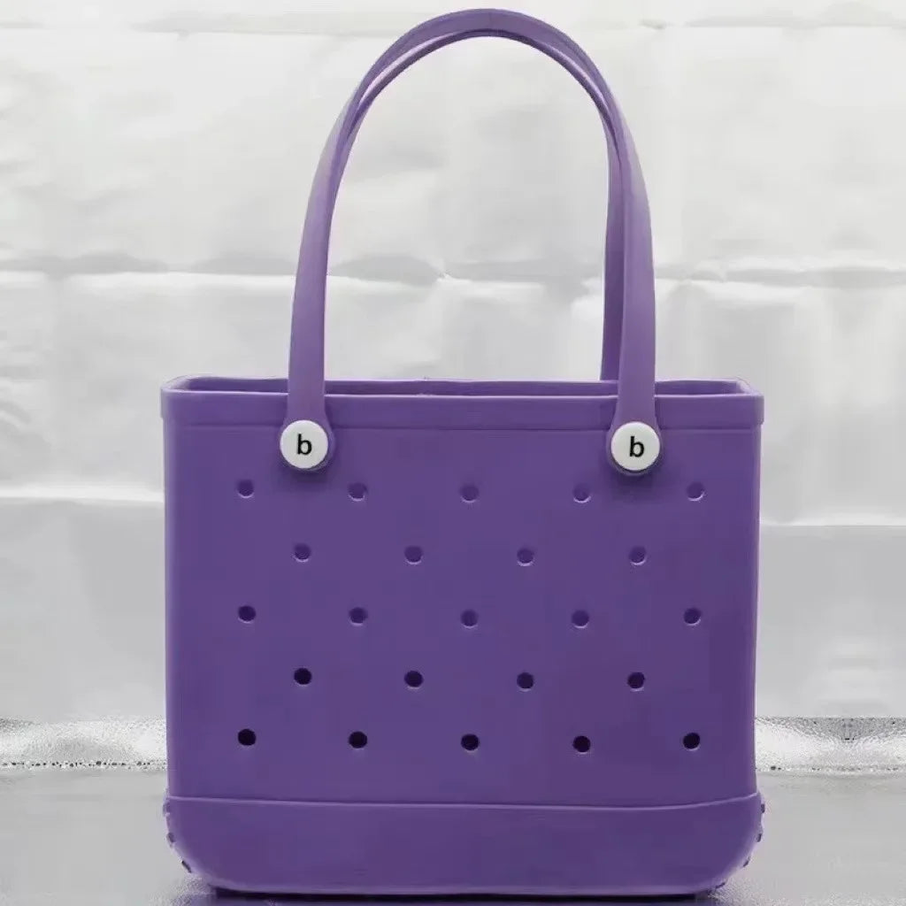Large Eva Beach Tote Bag Fashion Mommy Diaper Storage Baskets Summer Rubber Tote Solid Color Jelly Beach Bags Sundries Organizer