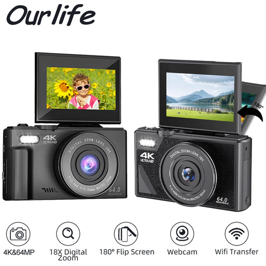 Our life AC600 Digital Camera 4K 64MP UHD Cameras