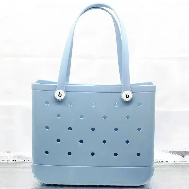 Large Eva Beach Tote Bag Fashion Mommy Diaper Storage Baskets Summer Rubber Tote Solid Color Jelly Beach Bags Sundries Organizer