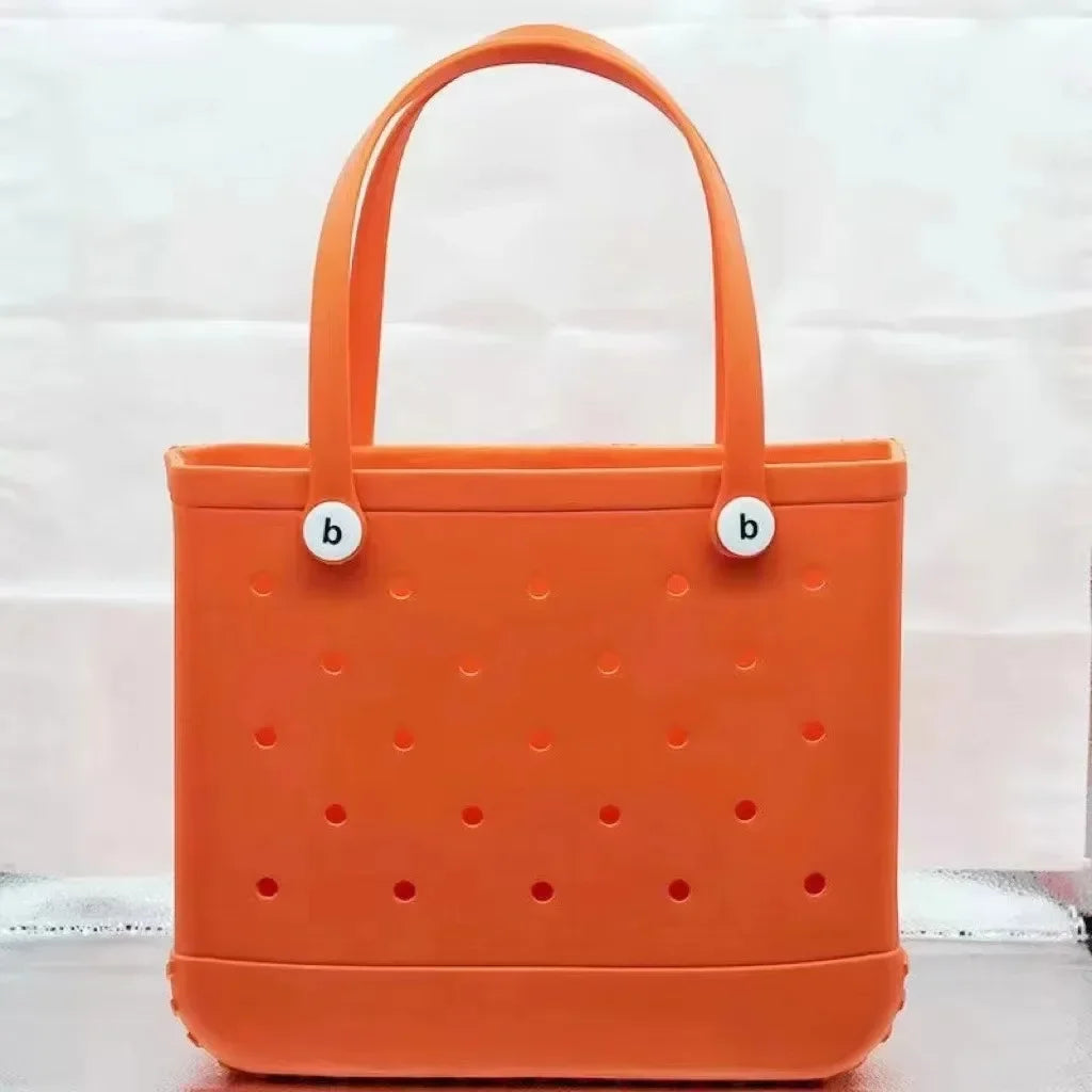 Large Eva Beach Tote Bag Fashion Mommy Diaper Storage Baskets Summer Rubber Tote Solid Color Jelly Beach Bags Sundries Organizer
