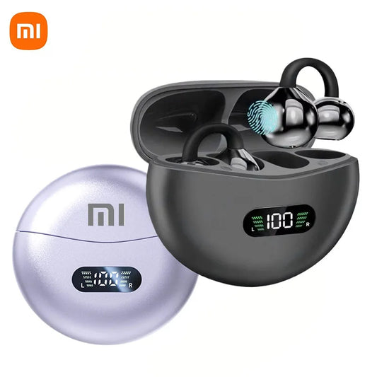 Origin Xiaomi Bone Conduction Earphones Bluetooth 5.4 Earbuds Clip on Ear Comfortable Headphones Sport Digital Display Headsets
