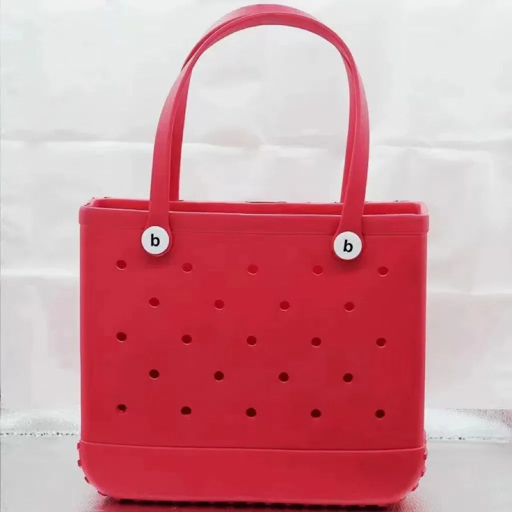 Large Eva Beach Tote Bag Fashion Mommy Diaper Storage Baskets Summer Rubber Tote Solid Color Jelly Beach Bags Sundries Organizer