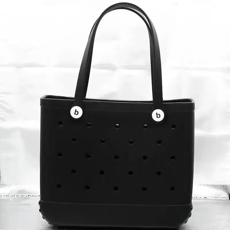 Large Eva Beach Tote Bag Fashion Mommy Diaper Storage Baskets Summer Rubber Tote Solid Color Jelly Beach Bags Sundries Organizer